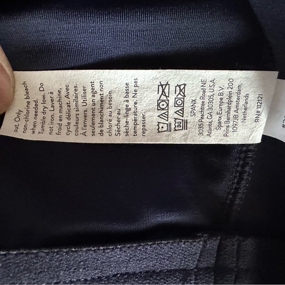 SPANX Navy Faux Suede Flare Pants Pull On Stretch Bootcut Size L - Picture 9 of 12